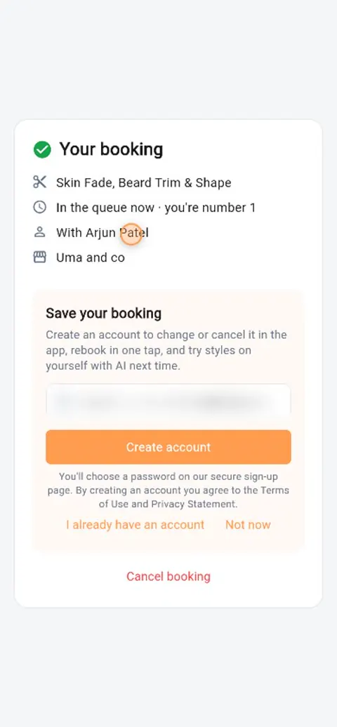 Booking confirmation